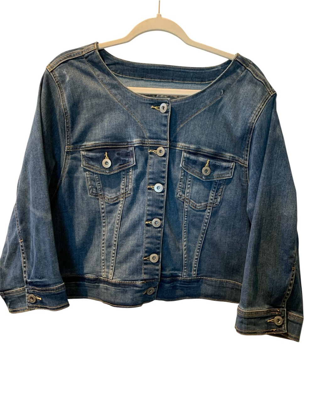 TORRID Women’s Collarless Crop Denim Jean Jacket 3/4 Sleeves Plus Size 3